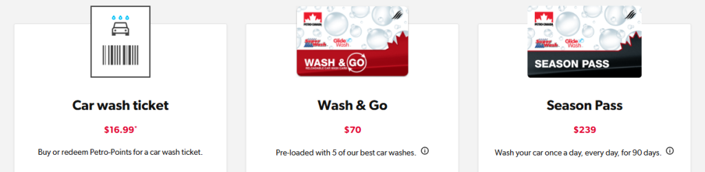 petro canada car wash prices