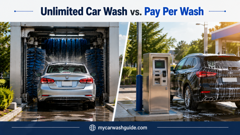 Feactured image of the Unlimited car wash vs lpay per wash
