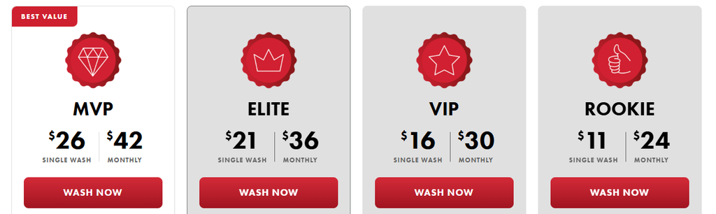 wash tiers and prices